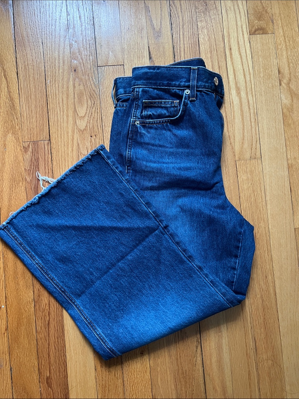 Veronica Beard Taylor Wide-Leg Jeans in Dark Blue Denim